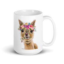 Load image into Gallery viewer, Alpaca Mug &#39;Holly&#39;, Alpaca Coffee Mug, 15oz Bright Blooms Alpaca Mug
