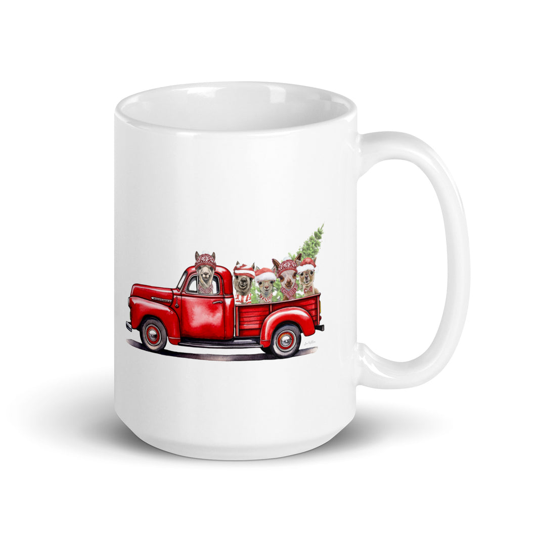 Alpaca Mug 'Farm Truck Mug', Christmas Coffee Mug, 15oz Alpaca Mug