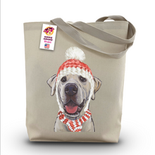 Load image into Gallery viewer, Dog Christmas Tote Bag, &#39;Yellow Lab&#39;
