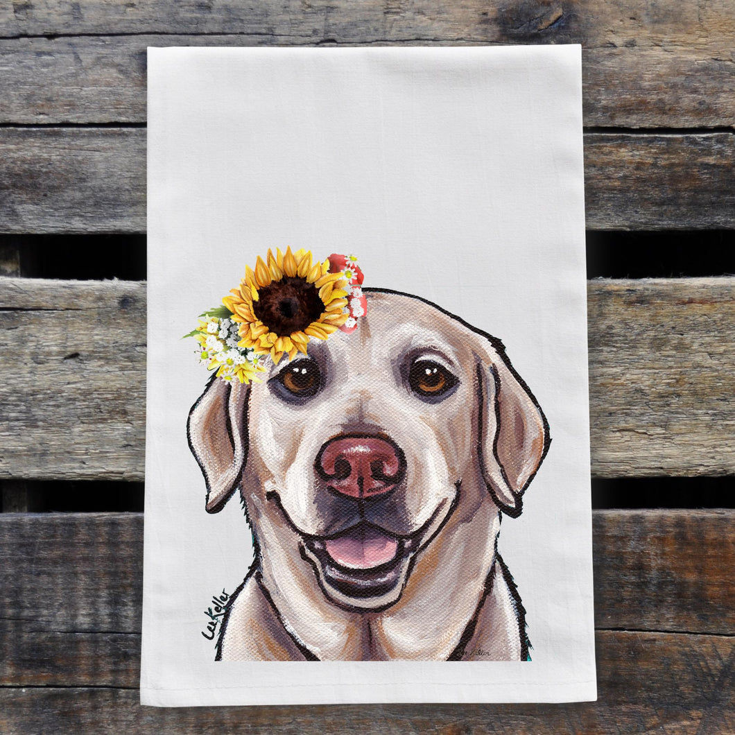 Sunflower Dog Towel 'Yellow Lab', Fall Dog Towel