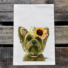 Load image into Gallery viewer, Sunflower Dog Towel &#39;Yorkie&#39;, Fall Dog Towel
