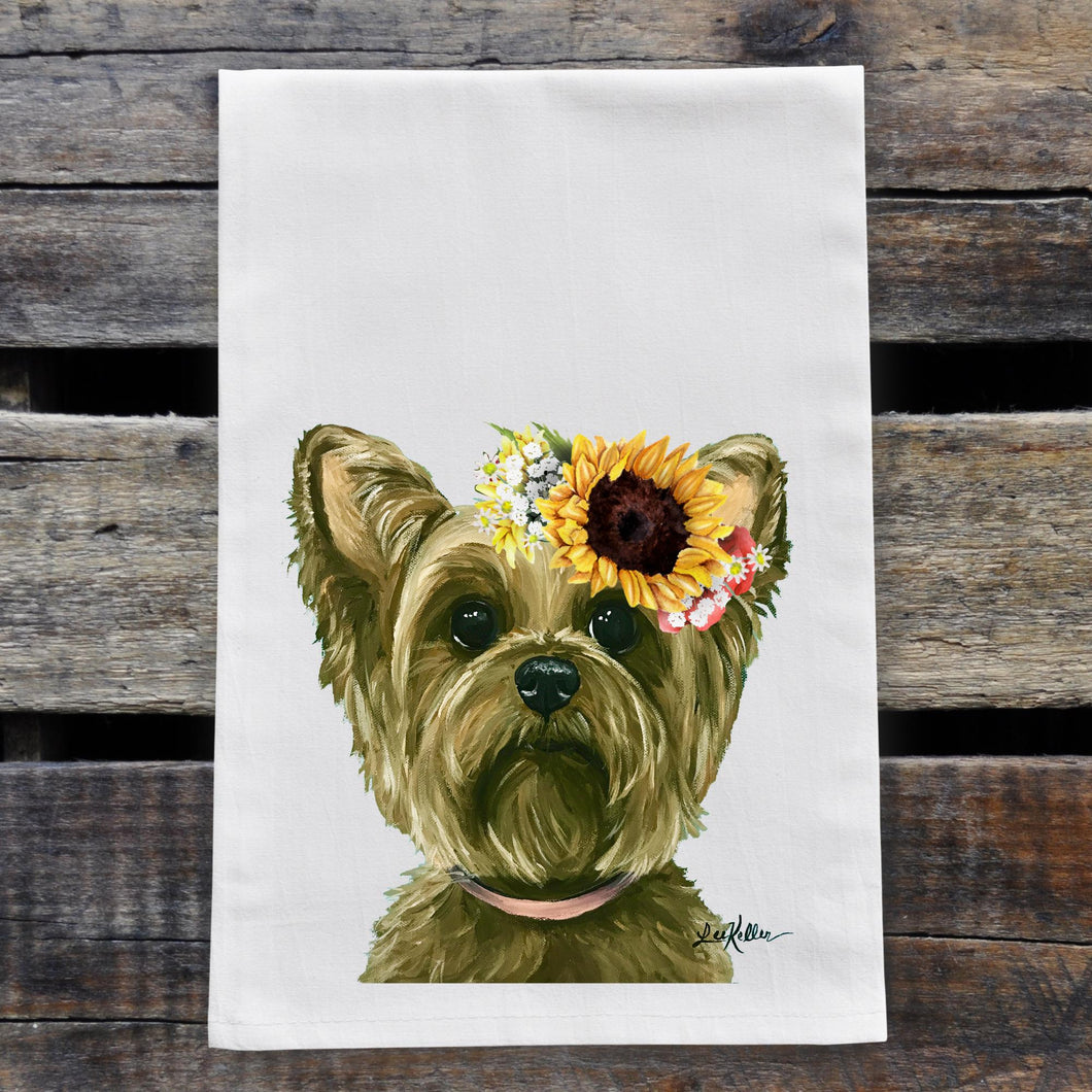 Sunflower Dog Towel 'Yorkie', Fall Dog Towel
