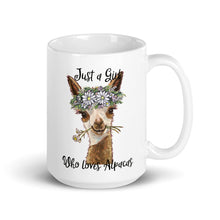 Load image into Gallery viewer, Alpaca Mug, &#39;Just a Girl Who Loves Alpacas&#39; Coffee Mug, 15oz Alpaca Mug
