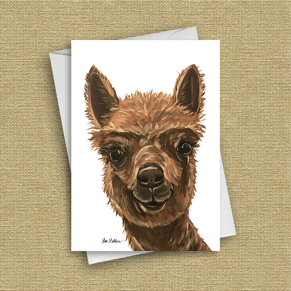 Alpaca Greeting Card 'Fudge', Cute Alpaca Card