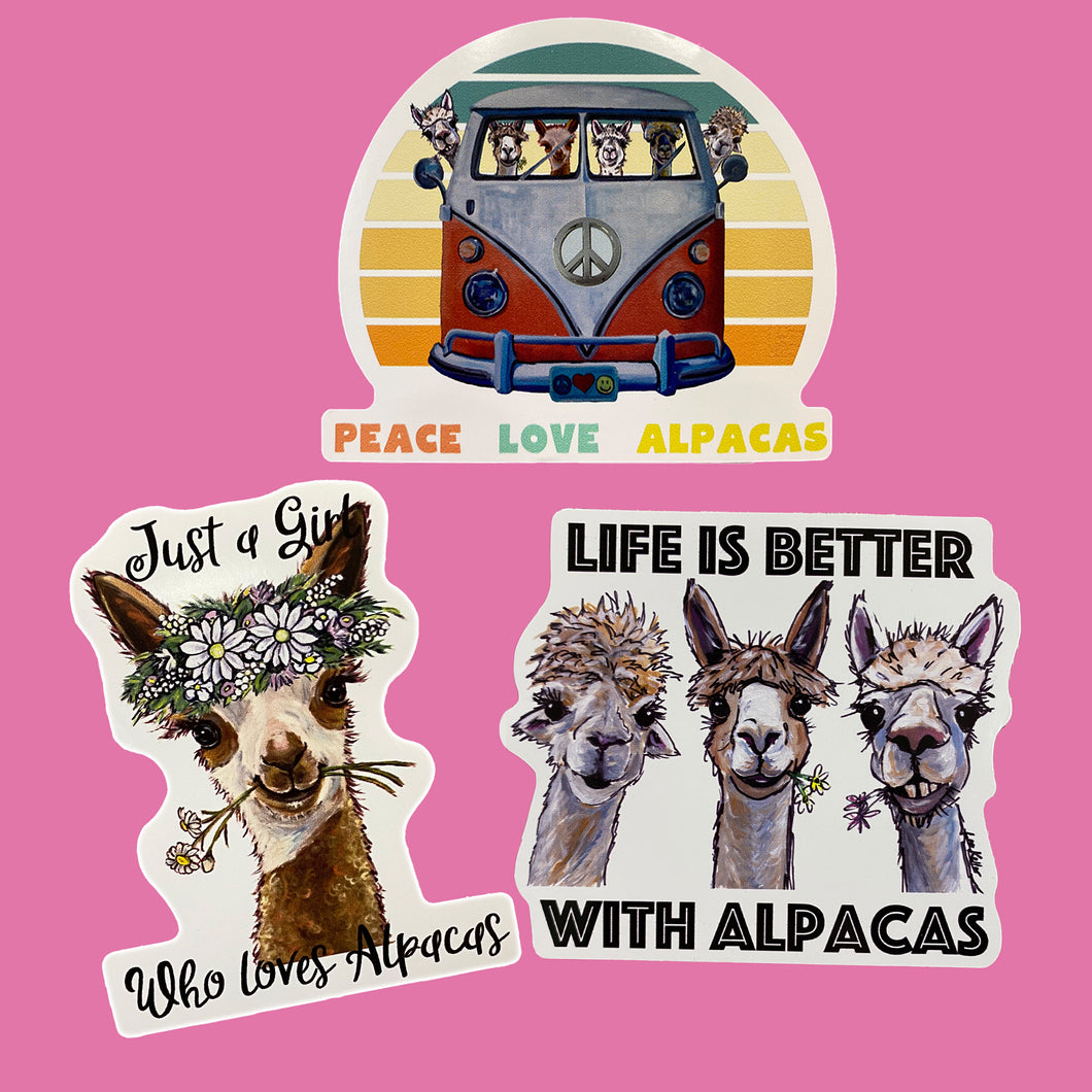 Alpaca Sticker Bundle, 3 Stickers/2 of Each Sticker