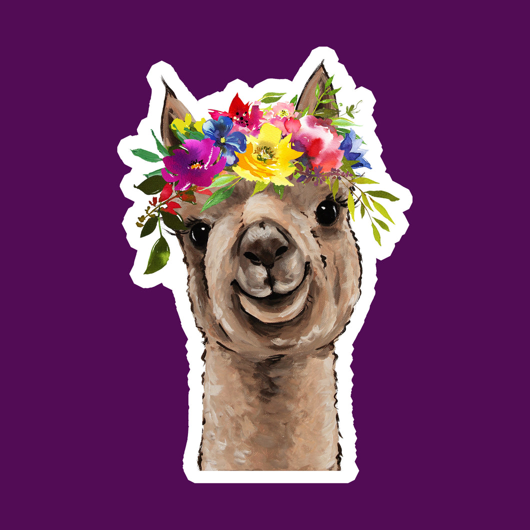 Summer Flower Crown Alpaca Sticker, 4