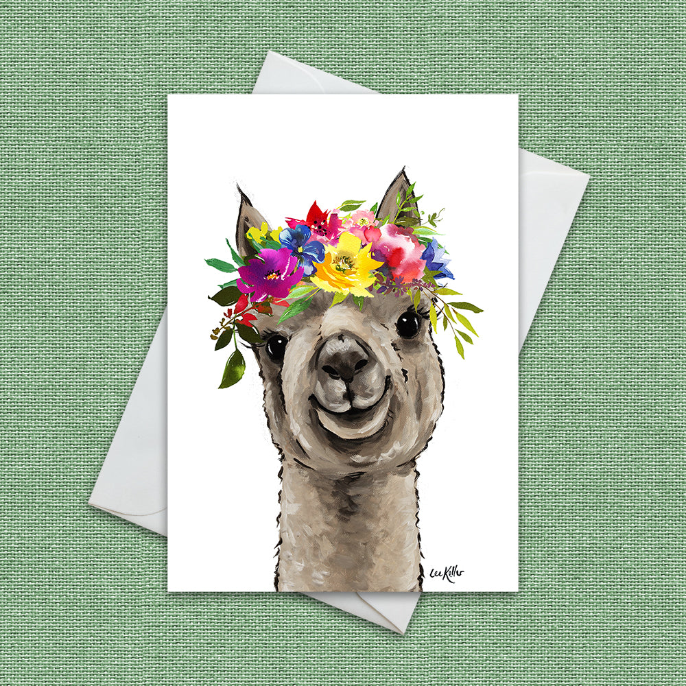Summer Greeting Card 'Shenanigan', Summer Alpaca Greeting Card