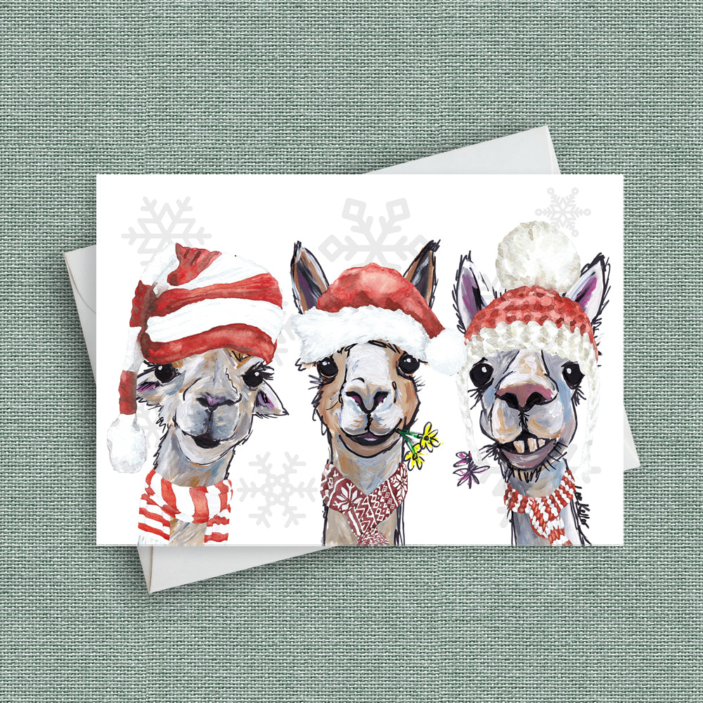 Christmas Card 'Trio', Alpaca Christmas Card
