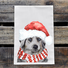 Load image into Gallery viewer, Christmas Dog Towel &#39;Aussie&#39;, Holiday Dog Towel
