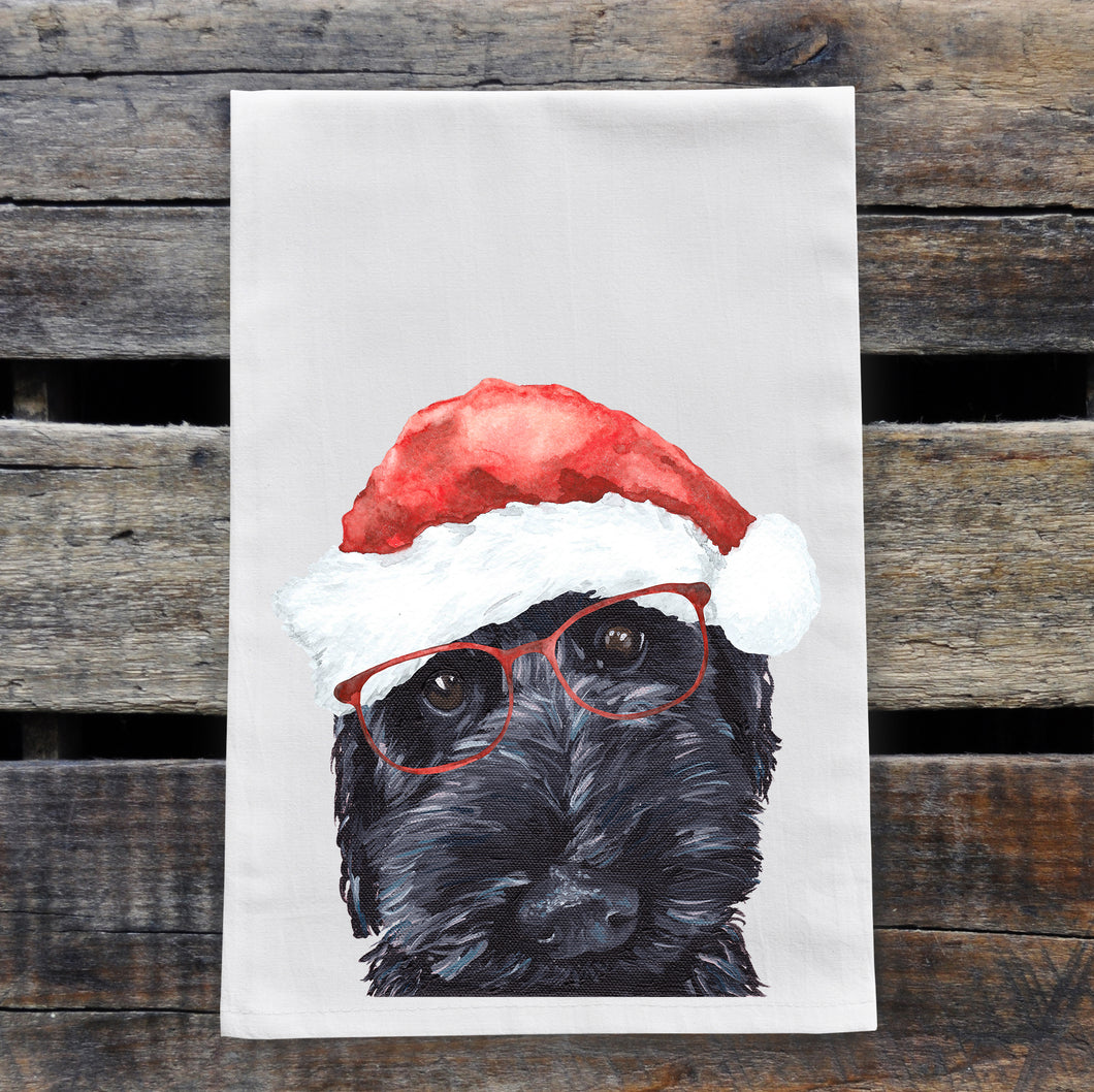 Christmas Dog Towel 'Labradoodle', Holiday Dog Towel