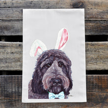 Load image into Gallery viewer, Easter Towel, Labradoodle Towel, Spring Kitchen Decor
