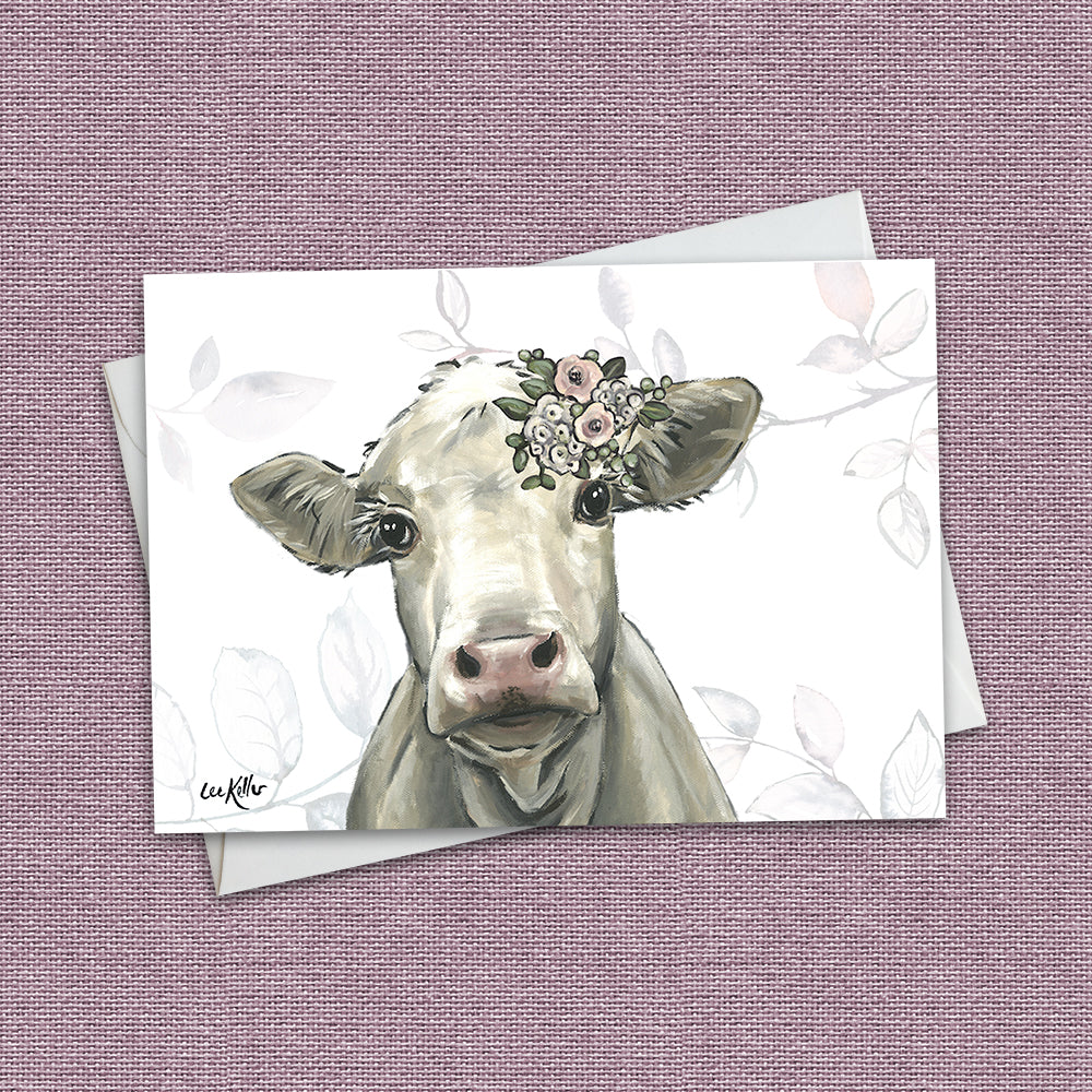 Boho Greeting Card 'Annabelle', Boho Cow Greeting Card