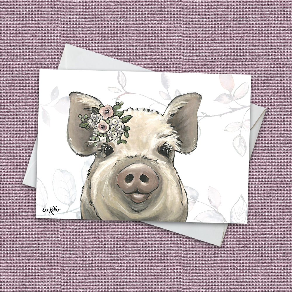 Boho Greeting Card 'Lilly', Boho Pig Greeting Card