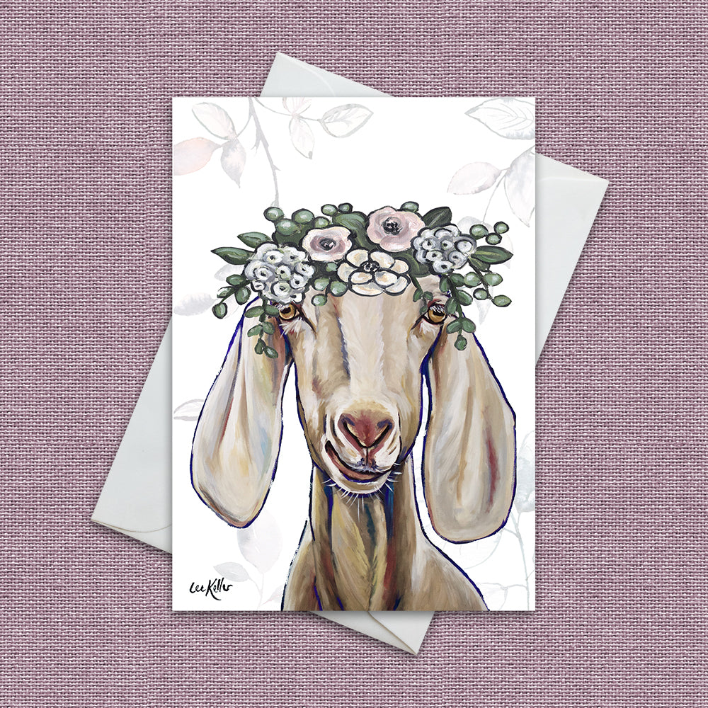 Boho Greeting Card 'Margot', Boho Goat Greeting Card