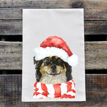 Load image into Gallery viewer, Christmas Dog Towel &#39;Border Collie&#39;, Holiday Dog Towel
