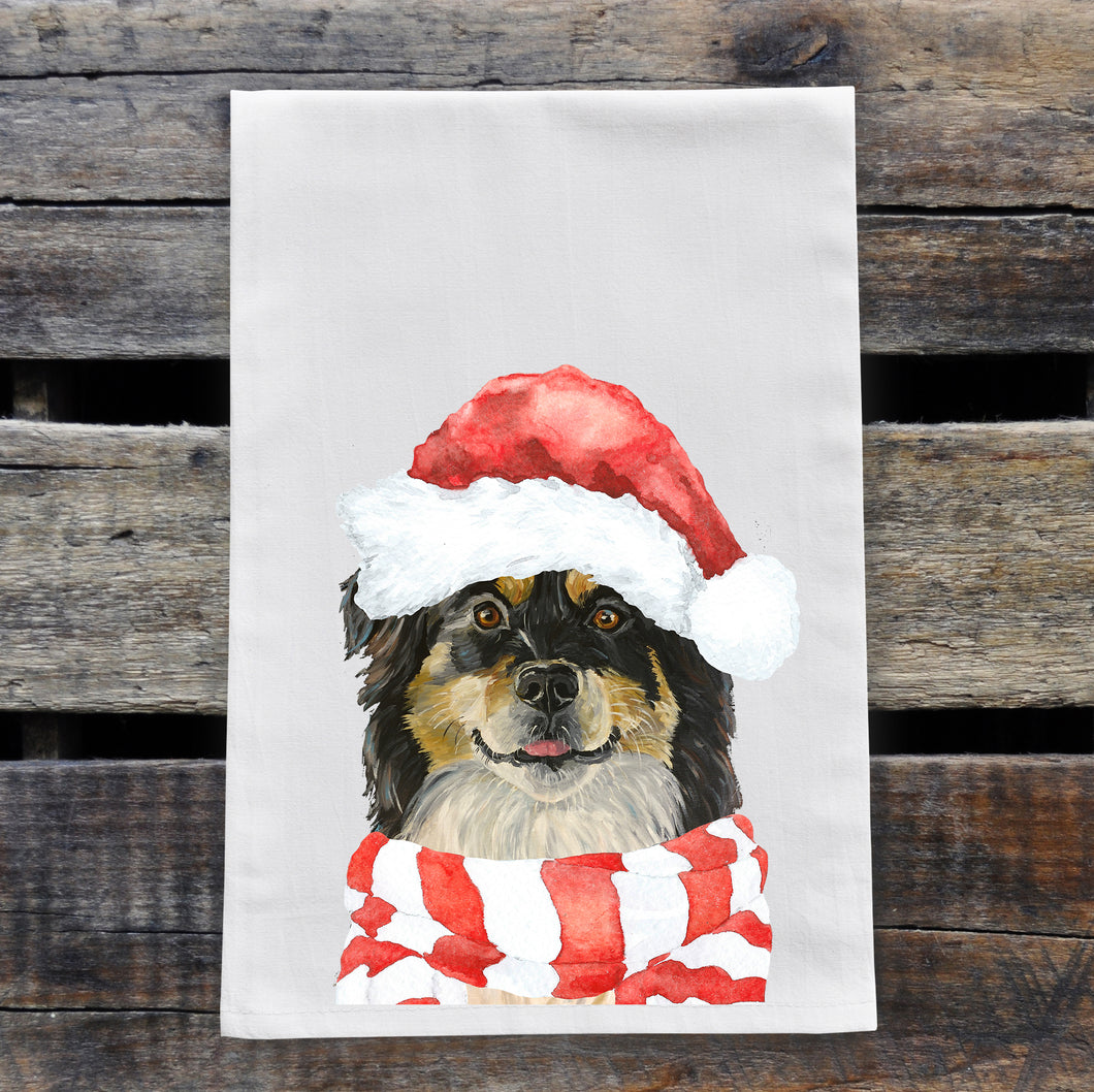 Christmas Dog Towel 'Border Collie', Holiday Dog Towel