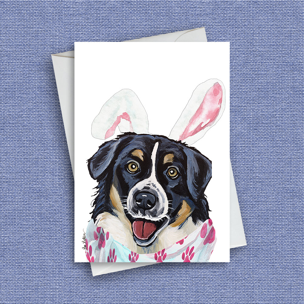 Easter Dog Greeting Card 'Border Collie', Cute Dog Greeting Card