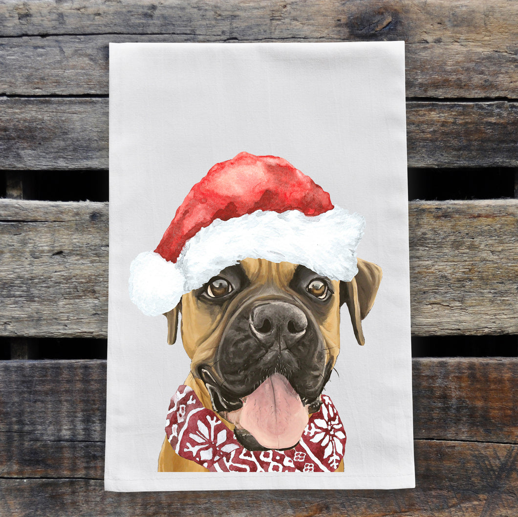 Christmas Dog Towel 'Boxer', Holiday Dog Towel