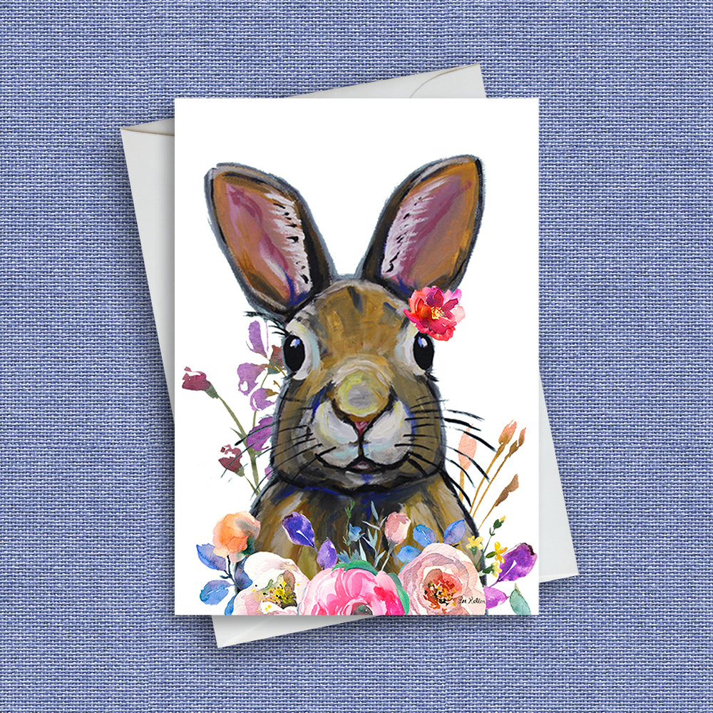 Easter Bunny Greeting Card 'Brown Bunny', Cute Rabbit Greeting Card