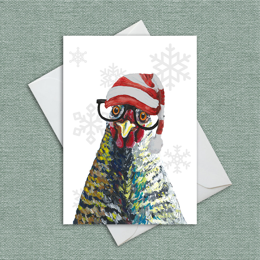 Christmas Card 'Williaminia', Chicken Christmas Card