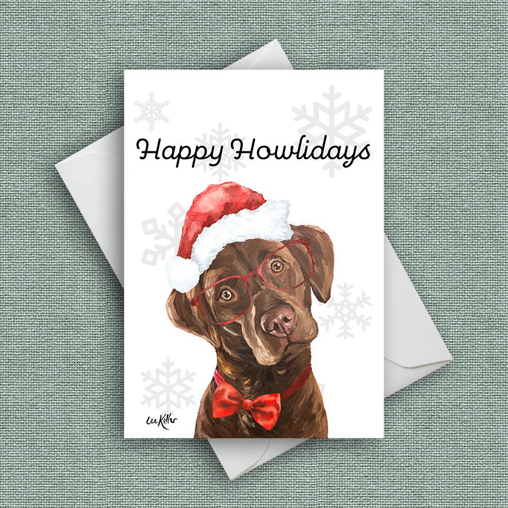 Christmas Card 'Chocolate Lab - Happy Howlidays', Dog Christmas Card