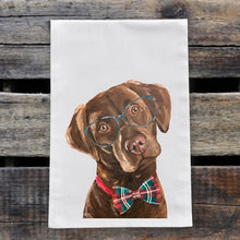 Load image into Gallery viewer, Christmas Dog Towel &#39;Chocolate Lab&#39;, Holiday Dog Towel
