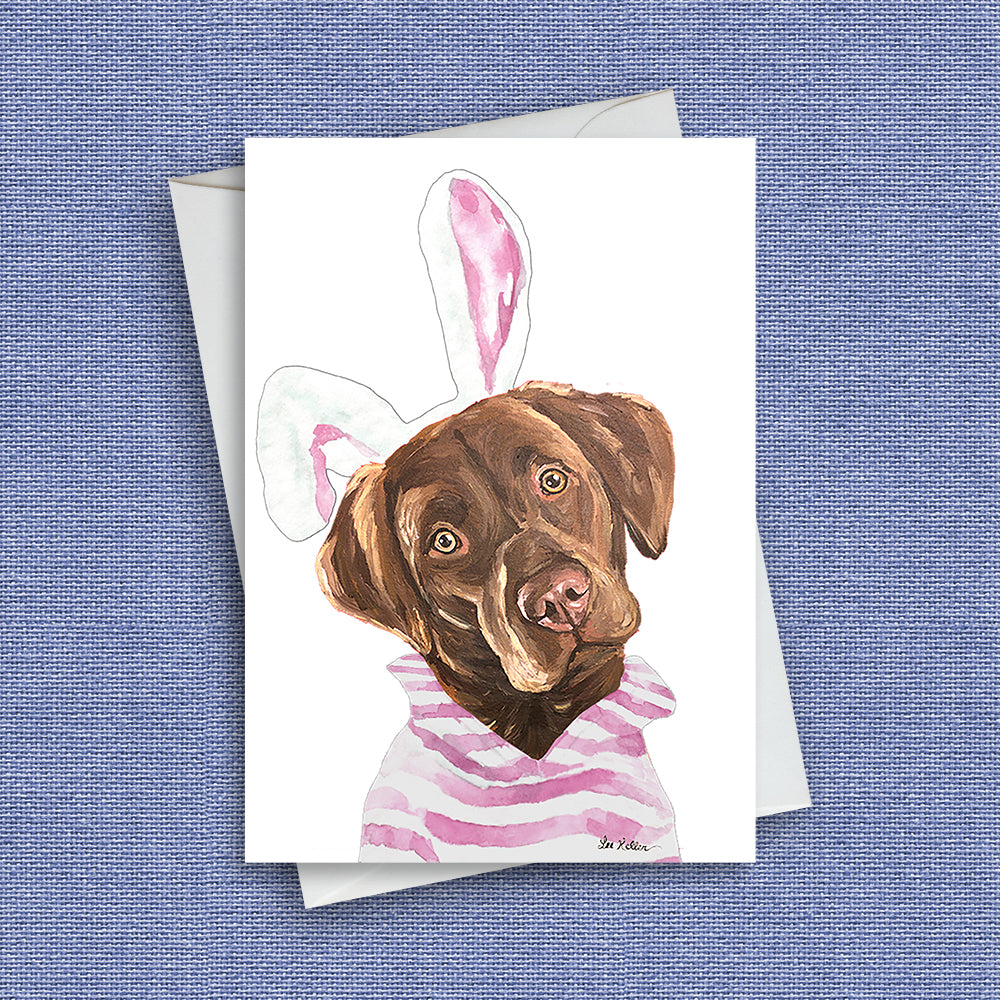 Easter Dog Greeting Card 'Chocolate Lab', Cute Dog Greeting Card