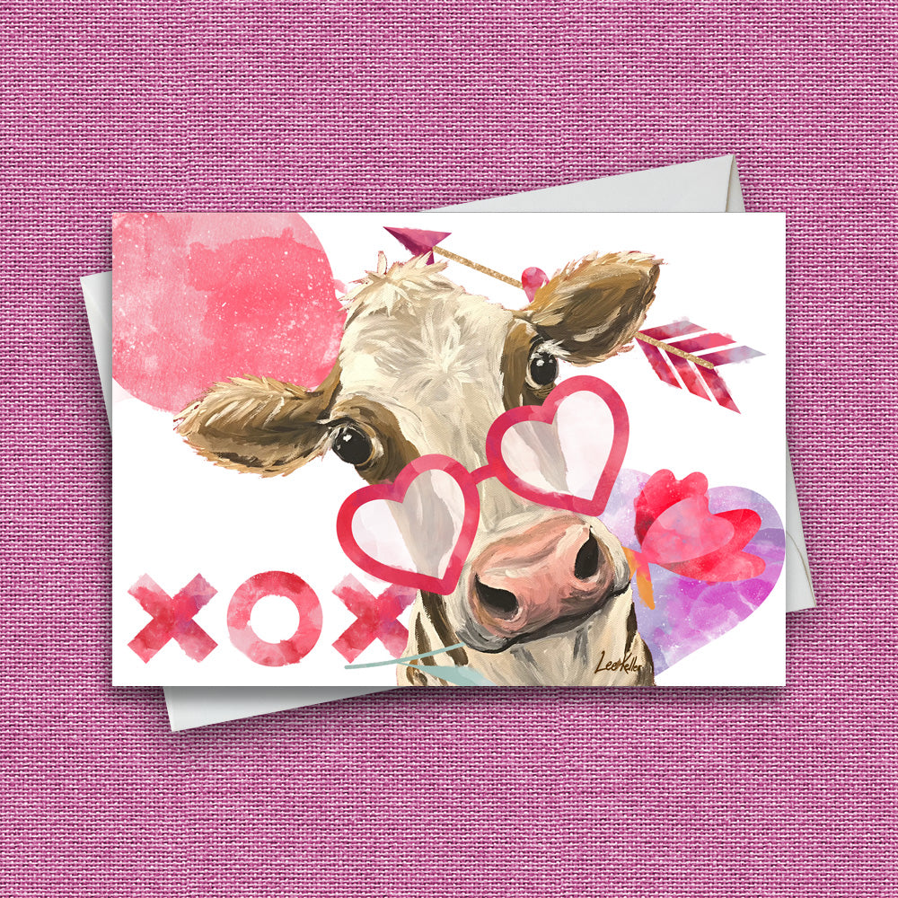 Valentine's Day Card 'Miss Moo Moo', Cow Valentine's Day Card