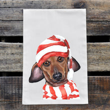 Load image into Gallery viewer, Christmas Dog Towel &#39;Dachshund&#39;, Holiday Dog Towel
