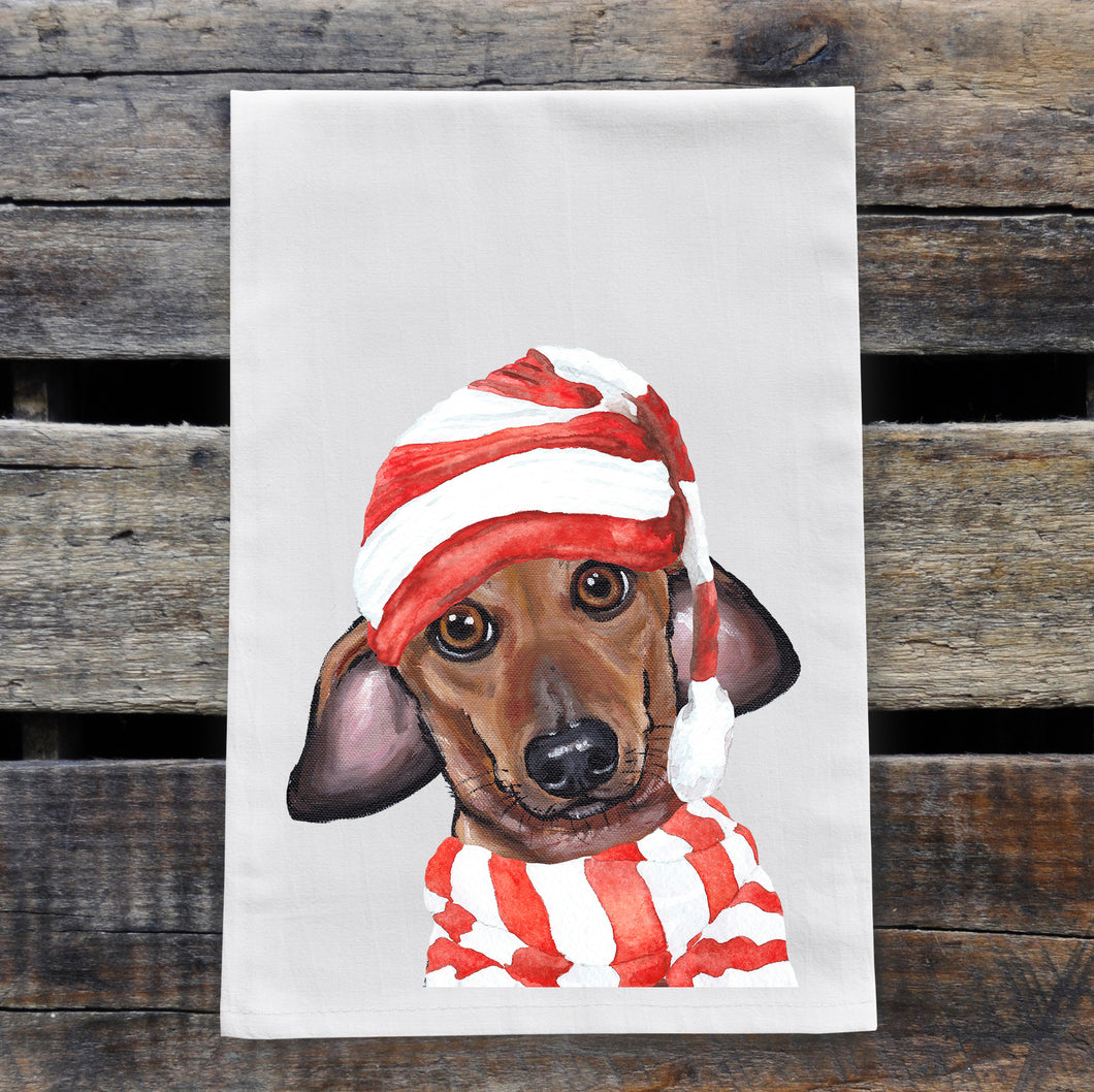 Christmas Dog Towel 'Dachshund', Holiday Dog Towel