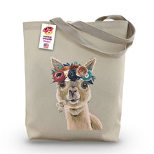Load image into Gallery viewer, Dark Boho Flowers Alpaca Tote Bag, &#39;Holly&#39;

