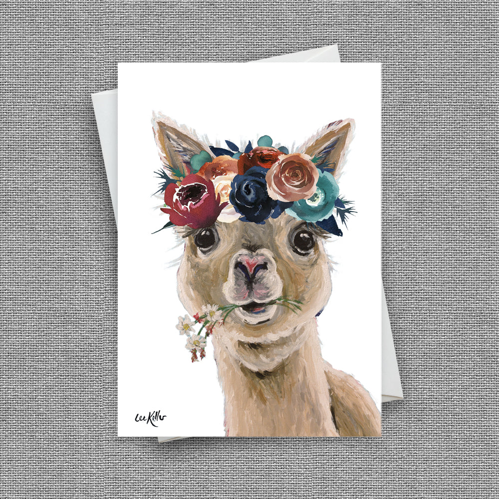 Dark Boho Greeting Card 'Holly', Boho Alpaca Greeting Card