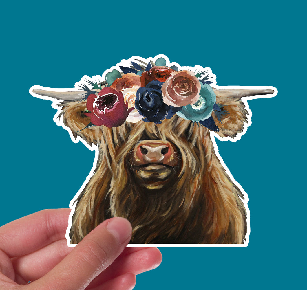 Dark Boho Highland Cow Sticker 'Shamus', 4