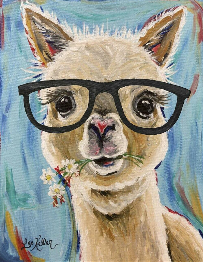 Alpaca Art, 'Holly with Glasses' Alpaca Print