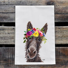 Load image into Gallery viewer, Donkey Towel &#39;Ralph&#39; Summer Flowers, Farmhouse Kitchen Decor
