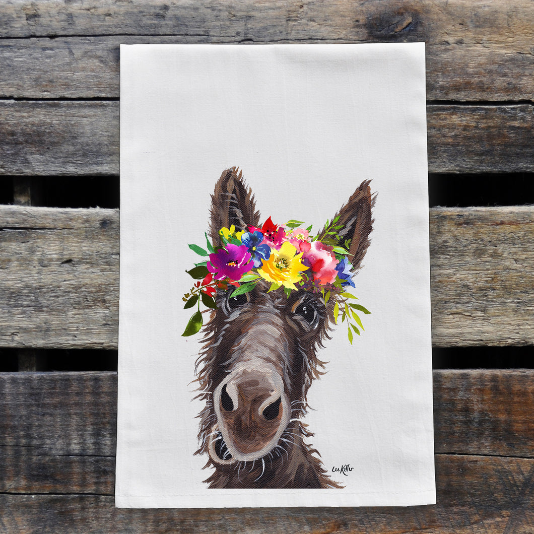 Donkey Towel 'Ralph' Summer Flowers, Farmhouse Kitchen Decor