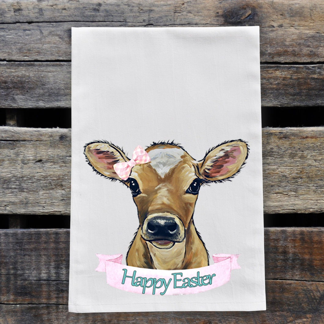 Easter Towel, Cow/Calf Towel, Spring Kitchen Decor