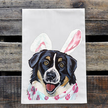 Load image into Gallery viewer, Easter Towel, Border Collie Towel, Spring Kitchen Decor
