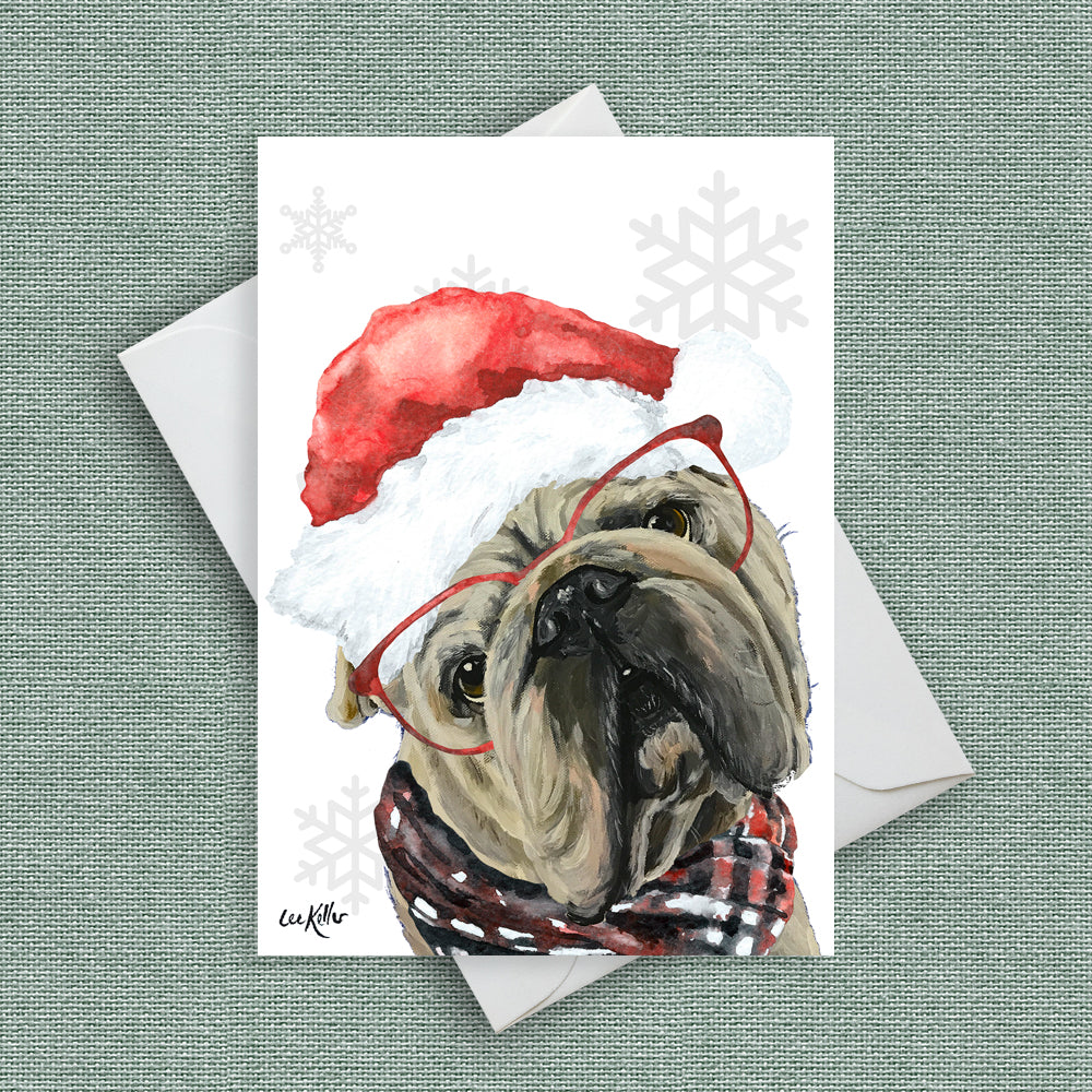 Christmas Card 'English Bull', Dog Christmas Card