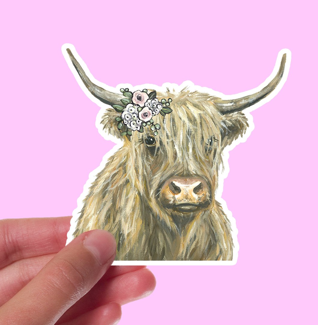 Boho Highland Cow Sticker, 4