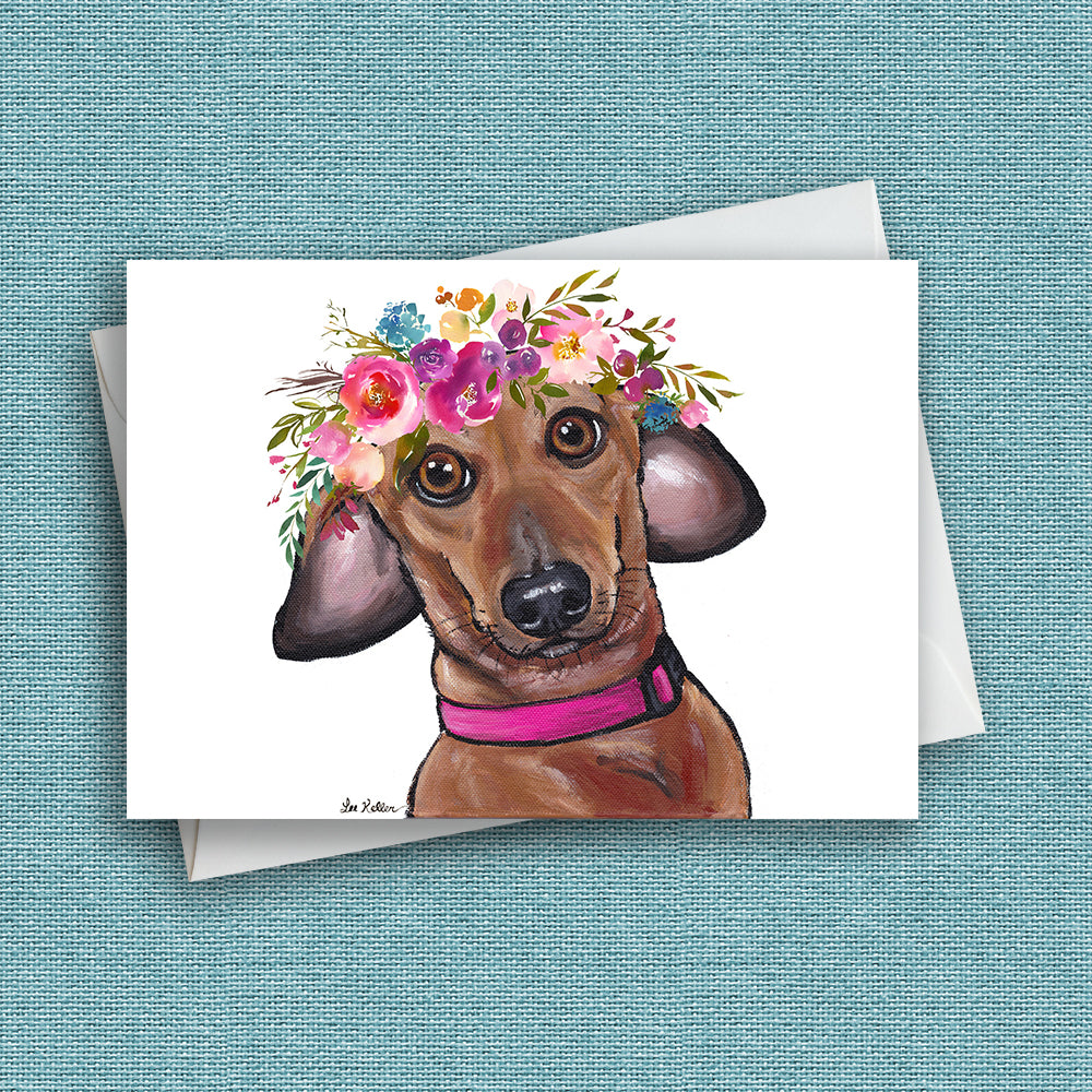 Bright Blooms Greeting Card 'Dachshund', Dog Greeting Card