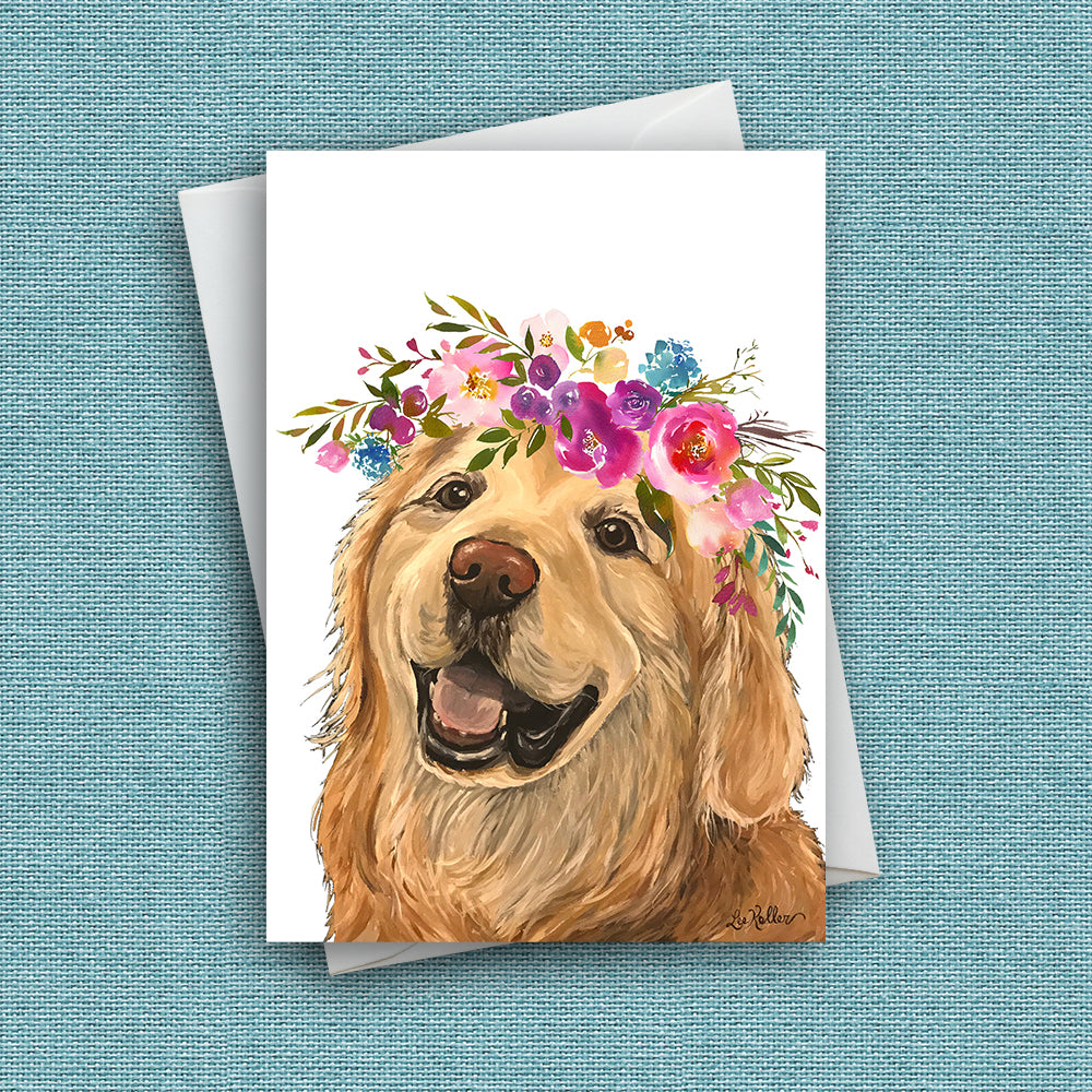 Bright Blooms Greeting Card 'Golden Retriever', Dog Greeting Card