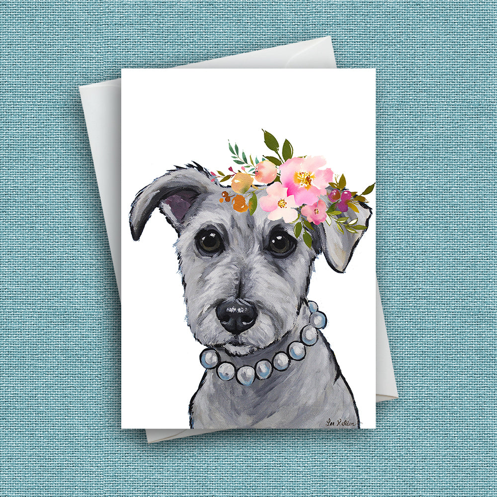 Bright Blooms Greeting Card 'Schnauzer', Dog Greeting Card