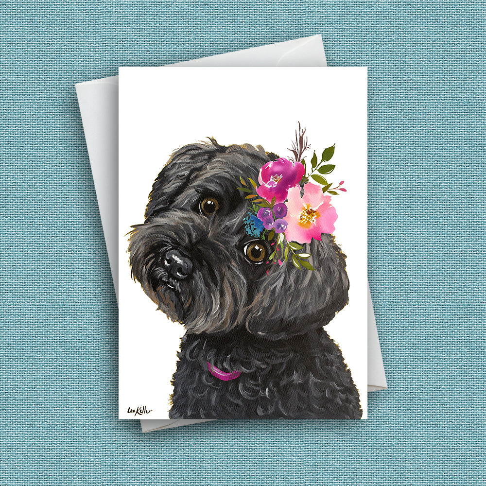Bright Blooms Greeting Card 'Yorkie Poo', Dog Greeting Card