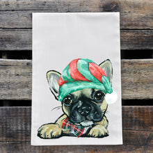 Load image into Gallery viewer, Christmas Dog Towel &#39;Frenchie&#39;, Holiday Dog Towel
