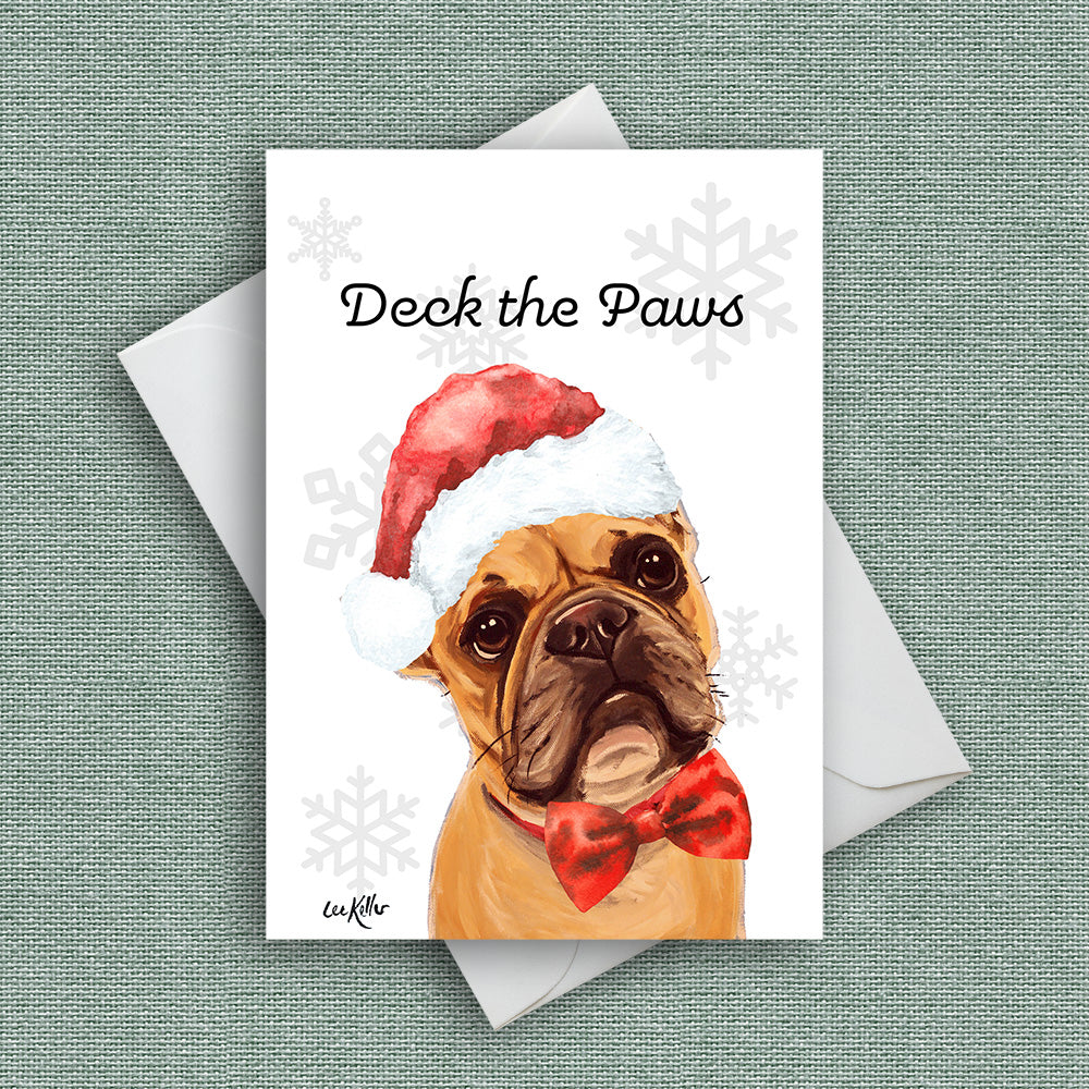 Christmas Card 'French Bulldog - Deck the Paws', Dog Christmas Card