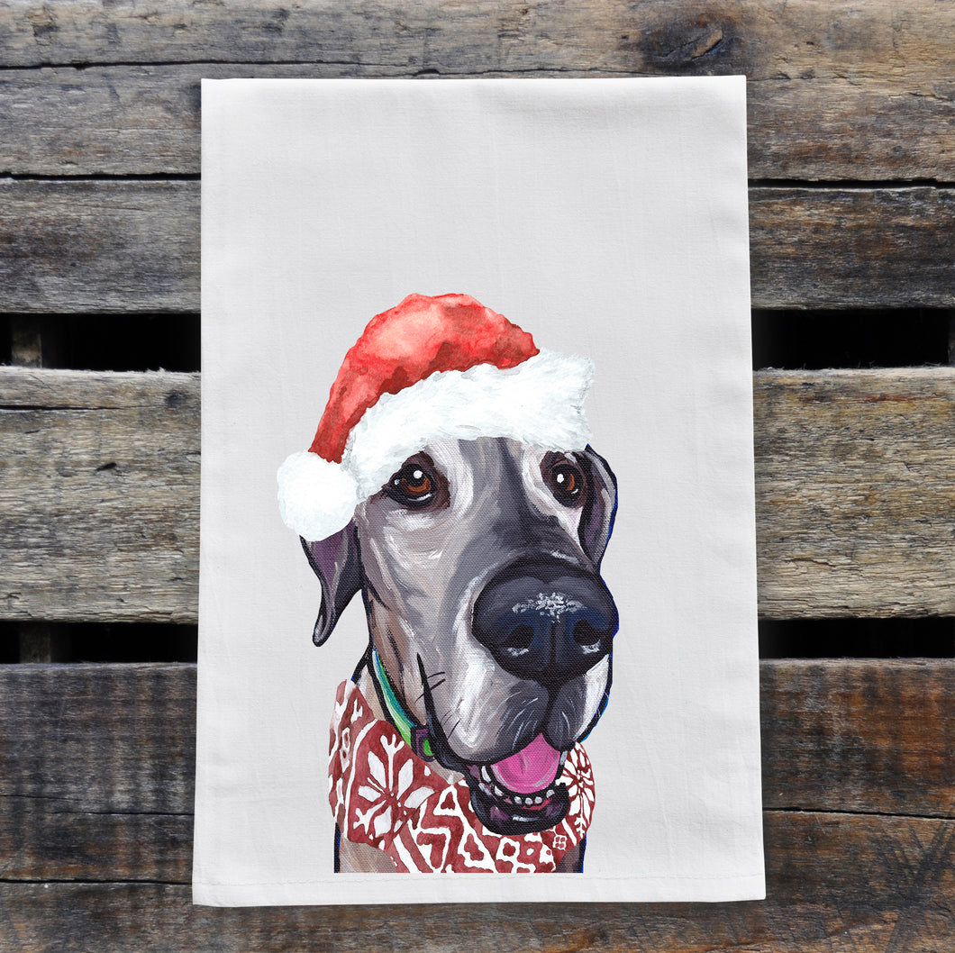 Christmas Dog Towel 'Great Dane', Holiday Dog Towel
