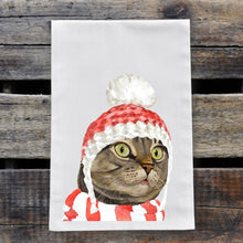 Load image into Gallery viewer, Christmas Cat Towel, Christmas Grey Tabby Cat Towel

