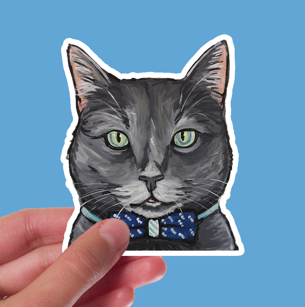 Grey Cat with Bowtie Sticker, 4
