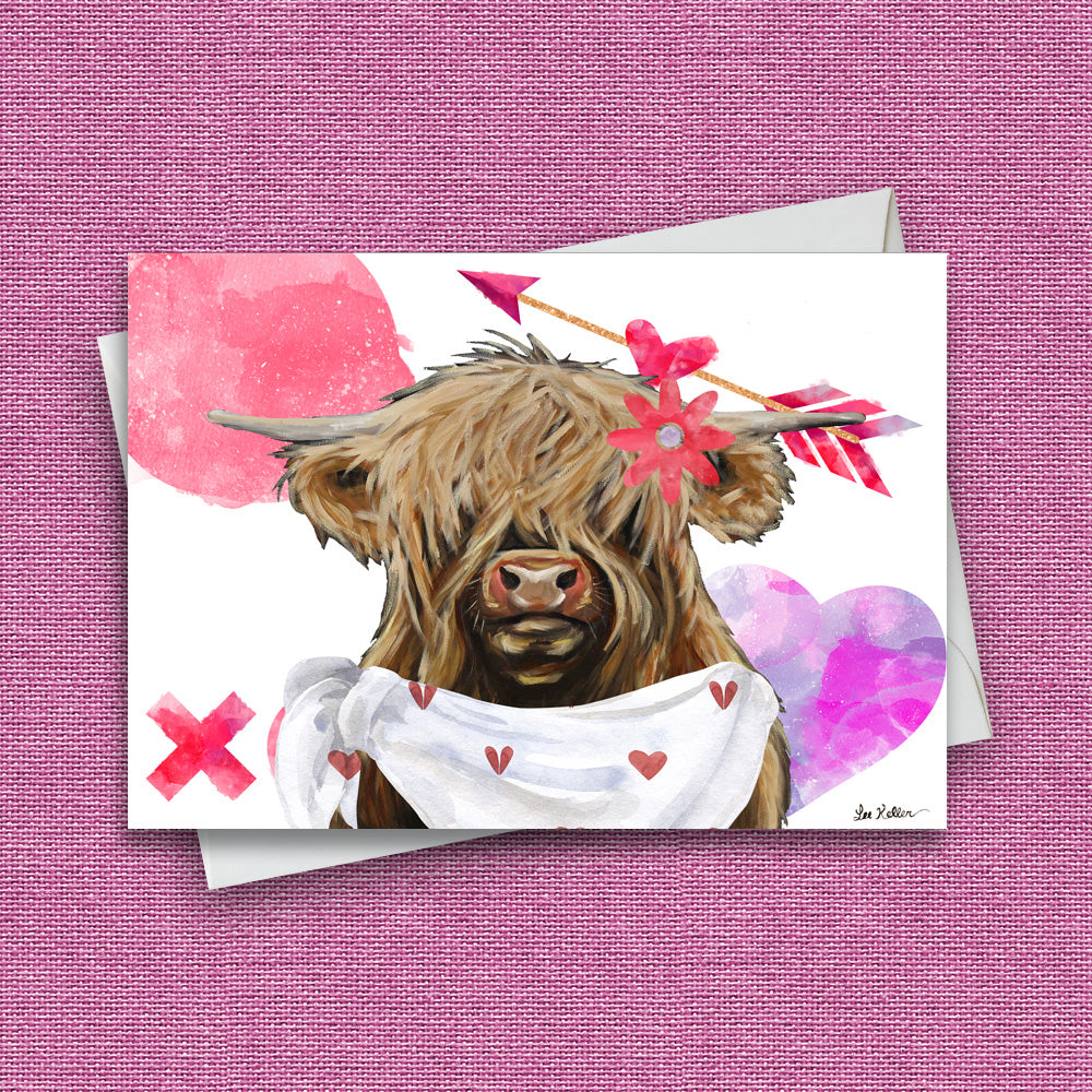 Valentine's Day Card 'Shamus', Highland Cow Valentine's Day Card